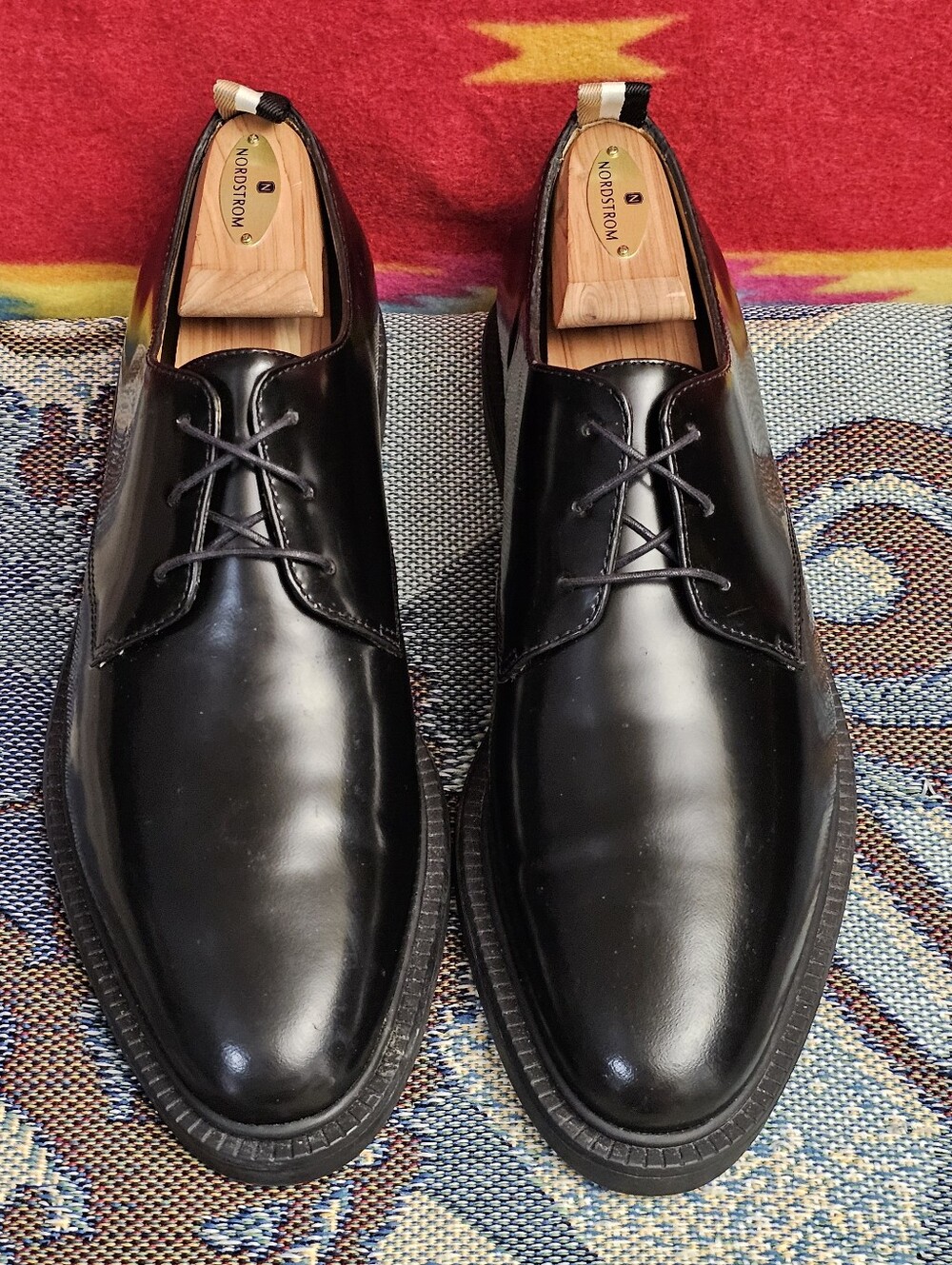 BOSS Larry Smooth Leather Derby Shoes Mens EU 44 US 11 Oxford Dress Black Lace